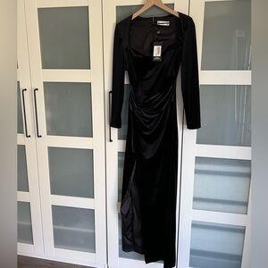 Black Velvet Corset Style Knot Maxi Dress